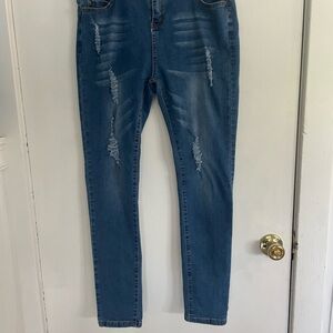 Women's Stylish Stretchy Distressed Blue Jeans